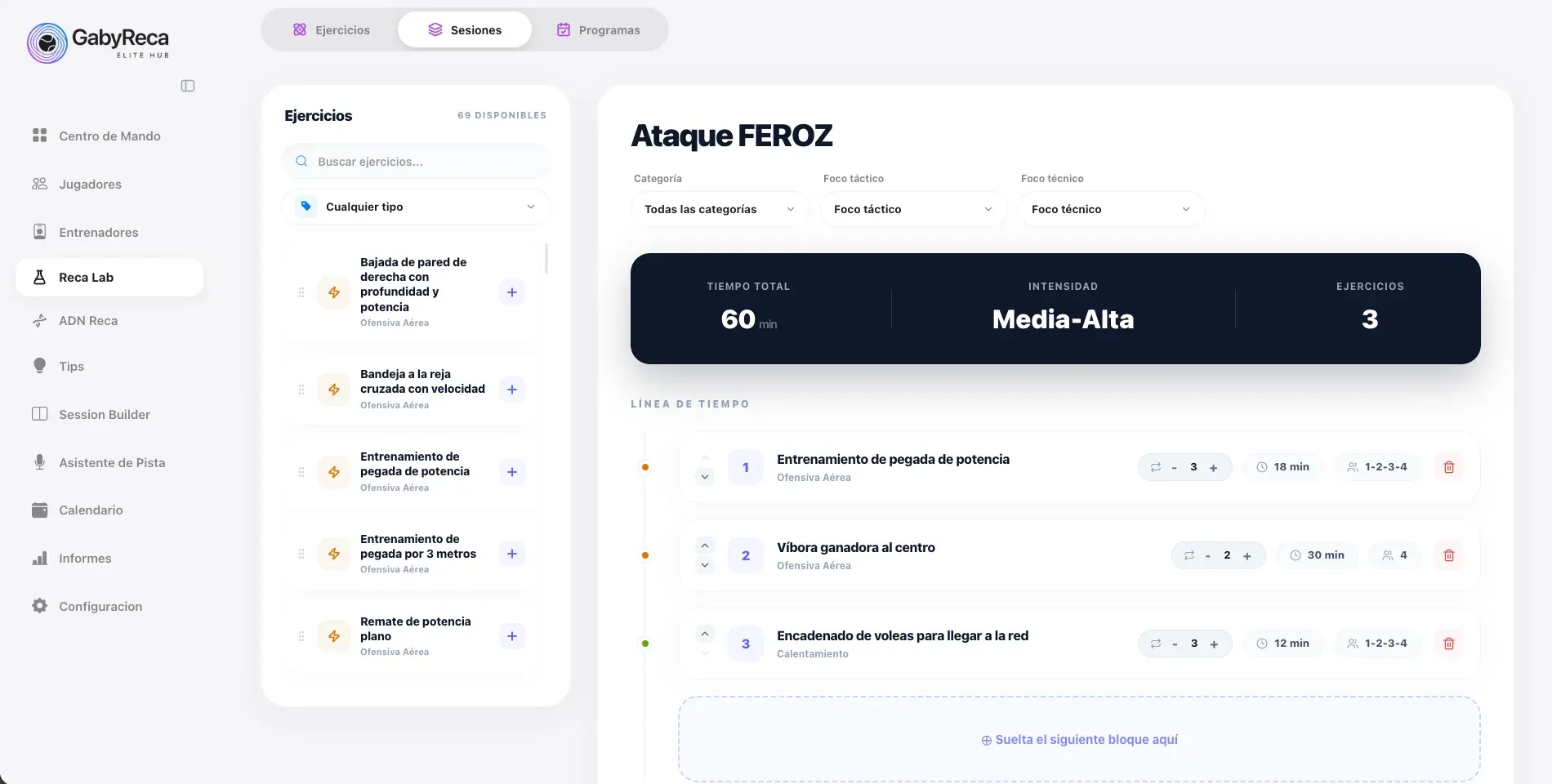 Reca Lab, biblioteca oficial de ejercicios