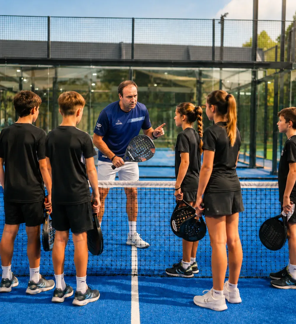 Grupo reducido entrenando con coaches